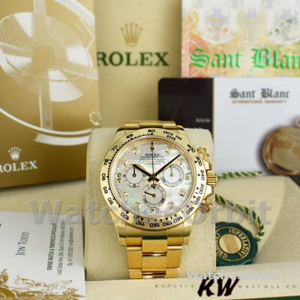 Rolex-Daytona 116528 Yellow Gold MOP Diamond 40mm Mens Replica Watch