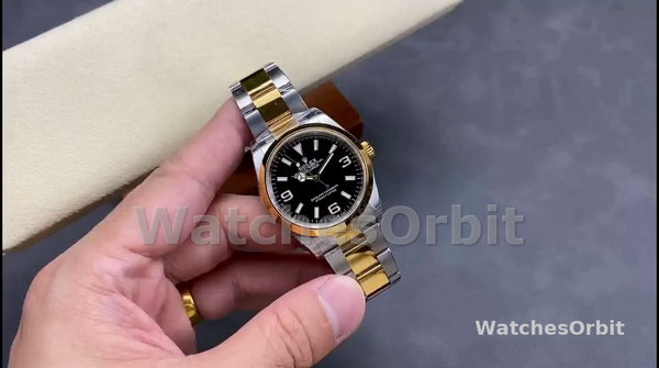 Rolex Explorer 36 Black Dial Yellow Gold M124273 0001 Women's Watch