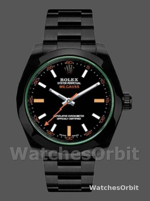 Rolex Milgauss 116400GV Green Crystal Stainless Steel/PVD Black Dial 40MM Mens Replica Watch