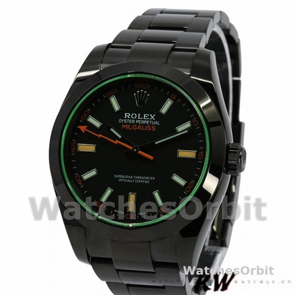 Rolex Milgauss 116400GV Green Crystal Stainless Steel/PVD Black Dial 40MM Mens Replica Watch