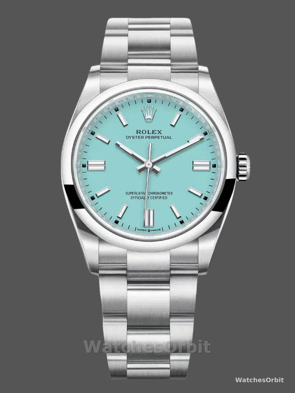 2024 Rolex Oyster Perpetual 126000 Stainless Steel Baby Blue Dial Replica Watch