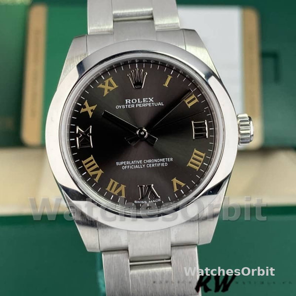 Rolex Oyster Perpetual 177200 Dark Grey Dial Domed Bezel 31mm Lady Replica Watch