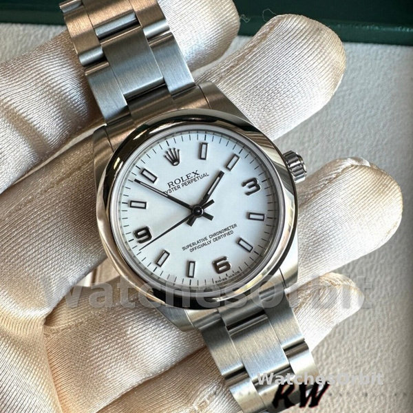 Rolex Oyster Perpetual 177200 White Arabic Dial Oyster Bracelet 31mm Lady Replica Watch