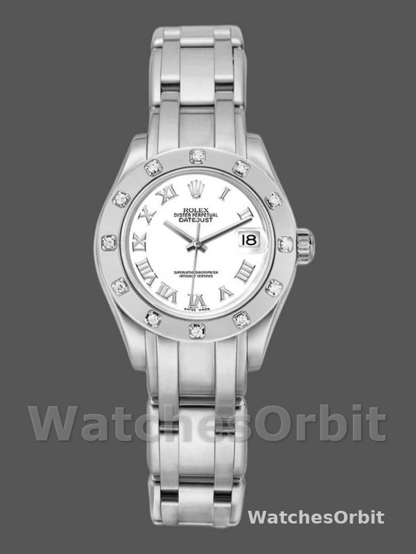 Rolex Pearlmaster 80319 White Roman Dial 29MM Lady Replica Watch