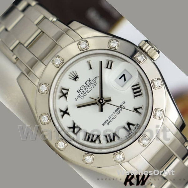 Rolex Pearlmaster 80319 White Roman Dial 29MM Lady Replica Watch