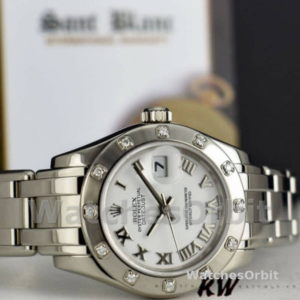 Rolex Pearlmaster 80319 White Roman Dial 29MM Lady Replica Watch