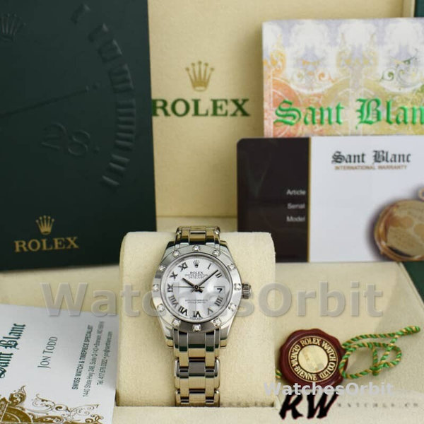 Rolex Pearlmaster 80319 White Roman Dial 29MM Lady Replica Watch