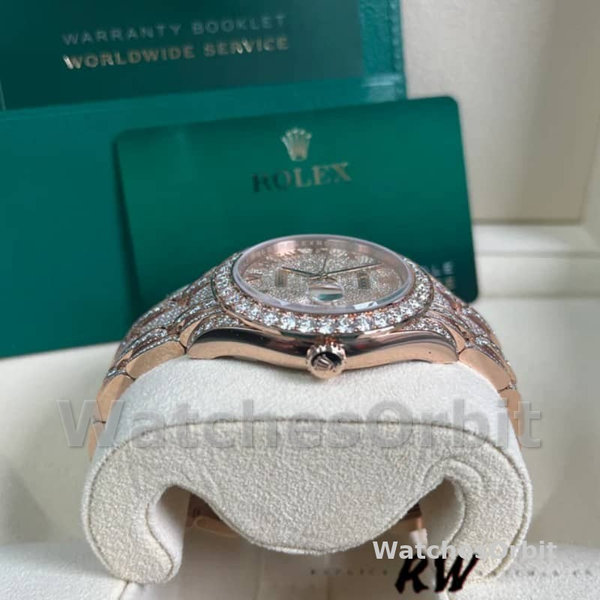 Rolex Pearlmaster 86405RBR Everose Gold Paved Diamond dial 39mm Mens Replica Watch