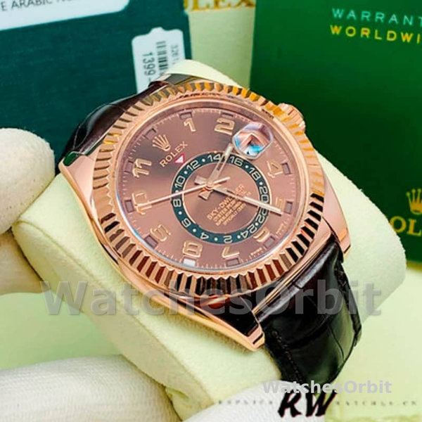 Rolex Sky-Dweller 326135 Chocolate Arabic Sunray Brown Dial 42MM Mens Replica Watch