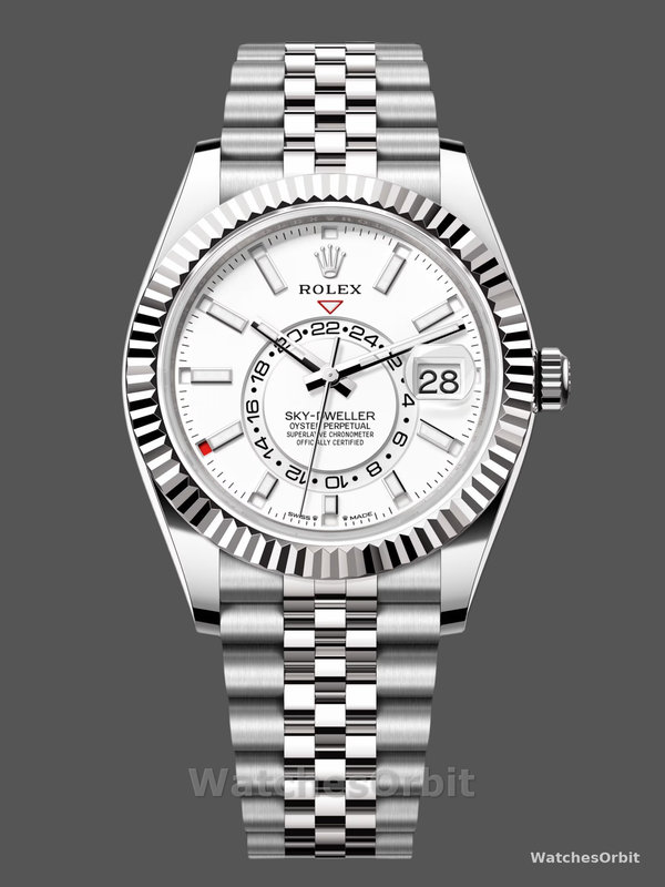 Rolex Sky Dweller 42 White Dial Fluted Bezel M336934 0004 Men's Watch