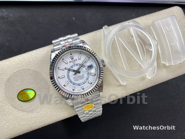 Rolex Sky Dweller 42 White Dial Fluted Bezel M336934 0004 Men's Watch