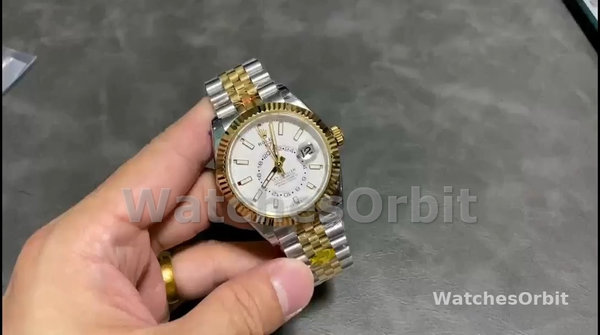 Rolex Sky Dweller 42 White Dial Yellow Gold Stainless Steel Jubilee 336933 0006