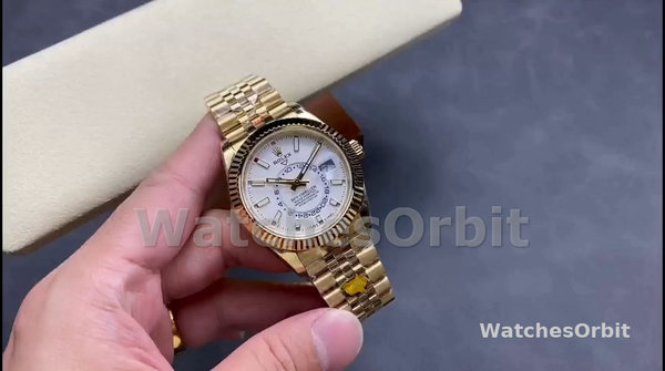 Rolex Sky Dweller 42 Yellow Gold GMT White Dial Jubilee Style M336938 0006 Men's Watch