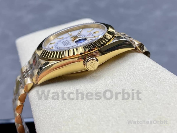 Rolex Sky Dweller 42 Yellow Gold GMT White Dial Jubilee Style M336938 0006 Men's Watch