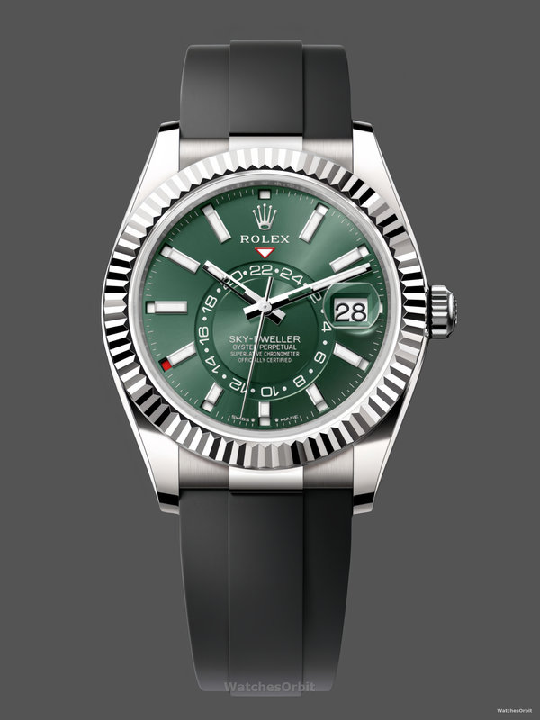 Rolex Sky Dweller 42mm 336239 Rubber Strap Black Dial Men's Watch