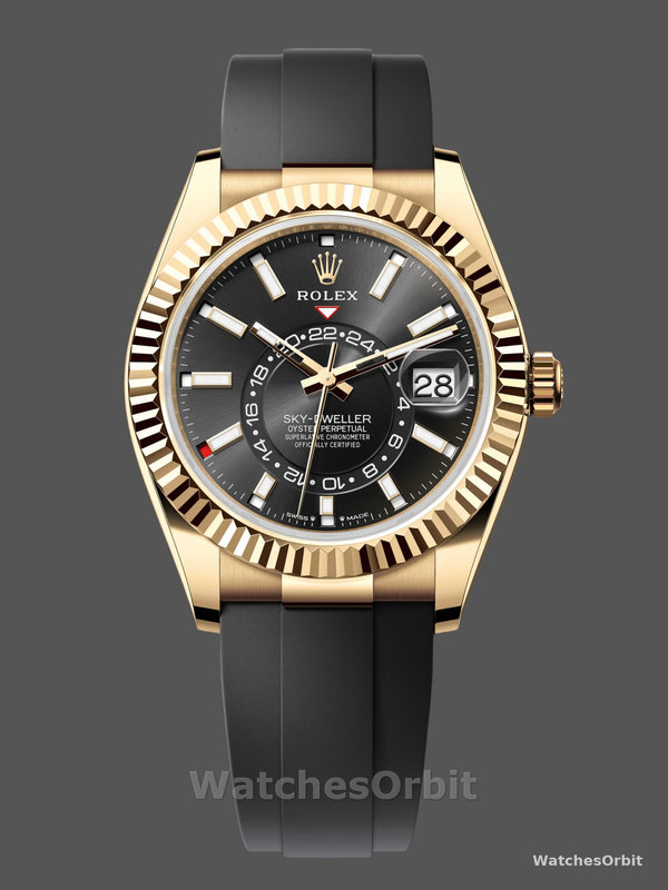 Rolex Sky Dweller m336238 0002 Yellow Gold Black Dial 42mm Mens Replica Watch