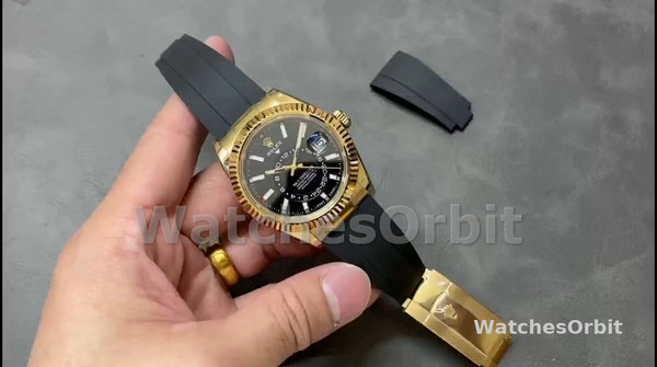 Rolex Sky Dweller m336238 0002 Yellow Gold Black Dial 42mm Mens Replica Watch