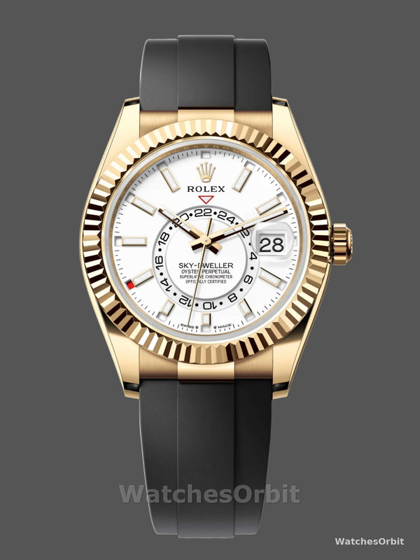 Rolex Sky Dweller m336238 0003 Yellow Gold White Dial 42mm Mens Replica Watch
