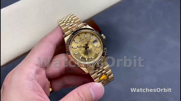 Rolex Sky-Dweller m336938-0004 Yellow Gold Champagne Dial 42mm Mens Replica Watch