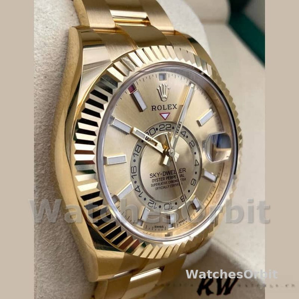 Rolex Sky-Dweller m336938-0004 Yellow Gold Champagne Dial 42mm Mens Replica Watch