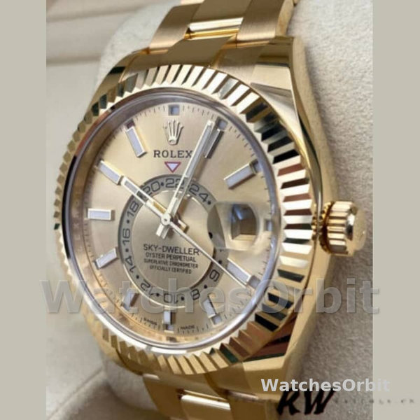 Rolex Sky-Dweller m336938-0004 Yellow Gold Champagne Dial 42mm Mens Replica Watch