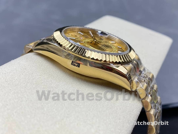 Rolex Sky-Dweller m336938-0004 Yellow Gold Champagne Dial 42mm Mens Replica Watch