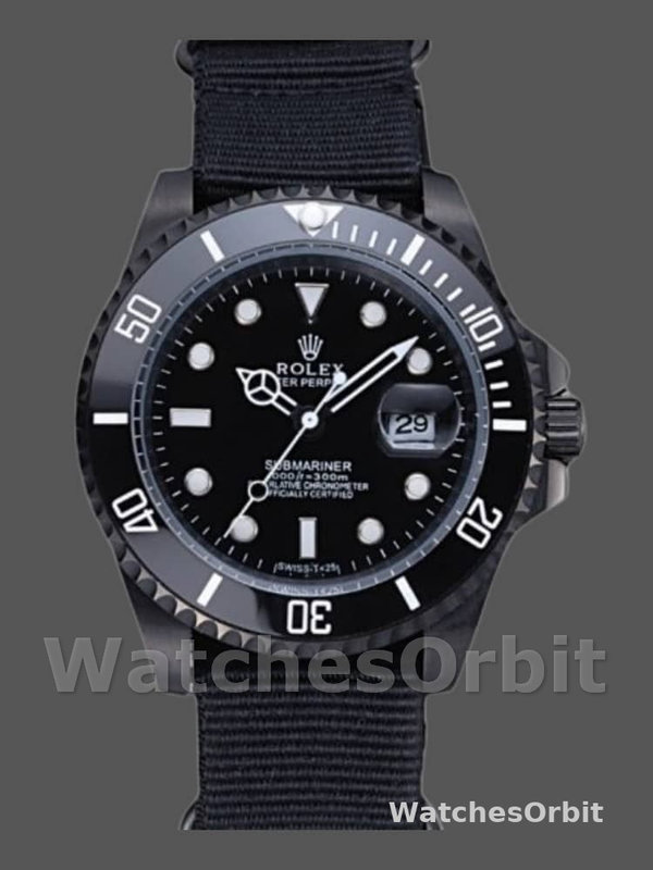 Rolex Submariner 622006 Black nylon strap Black Dial 40mm Mens Replica Watch