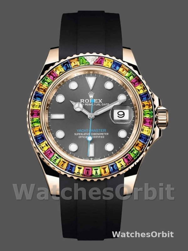 Rolex Yacht-Master 116695 Black Rubber Strap Grey Dial 40MM Mens Replica Watch